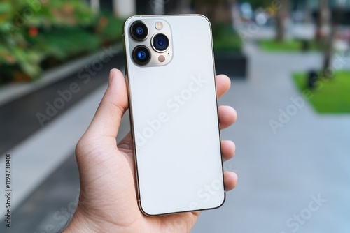 A person holds a white phone with the camera in hand, ready to capture moments
