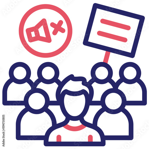 Silent Protest vector icon illustration of Protesting and Civil Disobedience iconset.