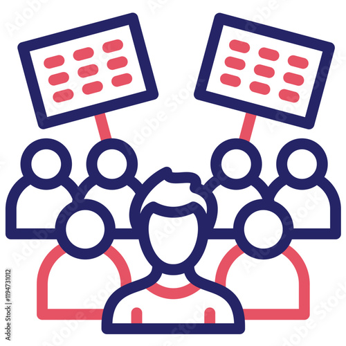 Rally vector icon illustration of Protesting and Civil Disobedience iconset.