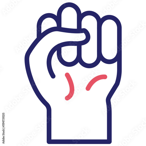 Raised Fist vector icon illustration of Protesting and Civil Disobedience iconset.