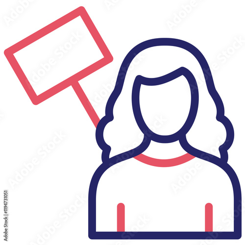 Protester Female vector icon illustration of Protesting and Civil Disobedience iconset.