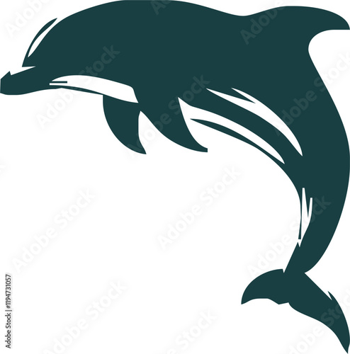 dolphin Silhouette vector art Illustration with white background