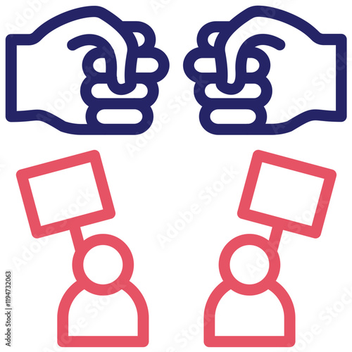 Counter Protest vector icon illustration of Protesting and Civil Disobedience iconset.