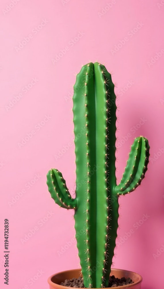 Vibrant green cactus against a pastel pink background, succulent, spring, stylish Vibrant green cactus against a pastel pink background, succulent, spring, stylish