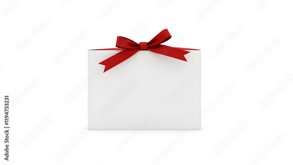 Minimalist 3D Blank Card Design Tied with Red Ribbon and Bow Minimalist 3D Blank Card Design Tied with Red Ribbon and Bow