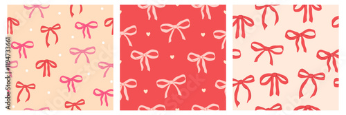 Collection of Love season, Valentines Seamless pattern  vector illustration of ribbon and bows