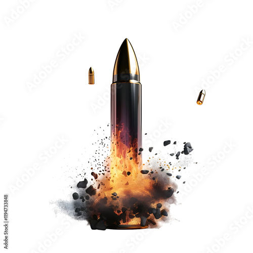 Bullet with Fire and Smoke isolated on transparent background photo