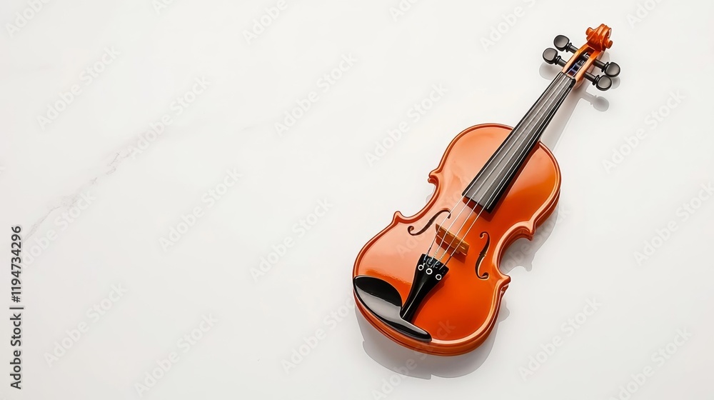 Fototapeta premium Toy Violin Isolated on a Clean White Background. Generative AI
