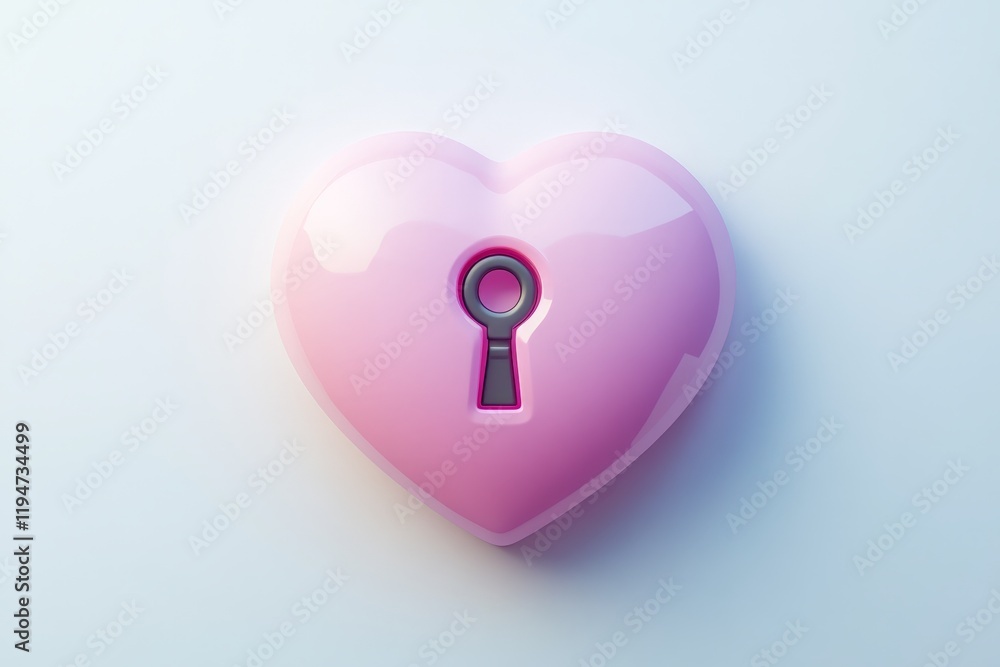 A sleek pink heart lock featuring a simple keyhole is showcased on a clean surface, highlighting themes of love, security, and minimalist aesthetic. A sleek pink heart lock featuring a simple keyhole is showcased on a clean surface, highlighting themes of love, security, and minimalist aesthetic.