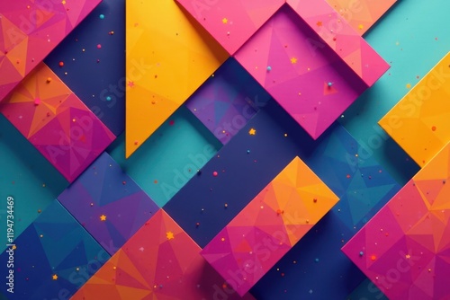 Abstract geometric shapes, vibrant colors, overlapping patterns, shapes, fractal, op art photo