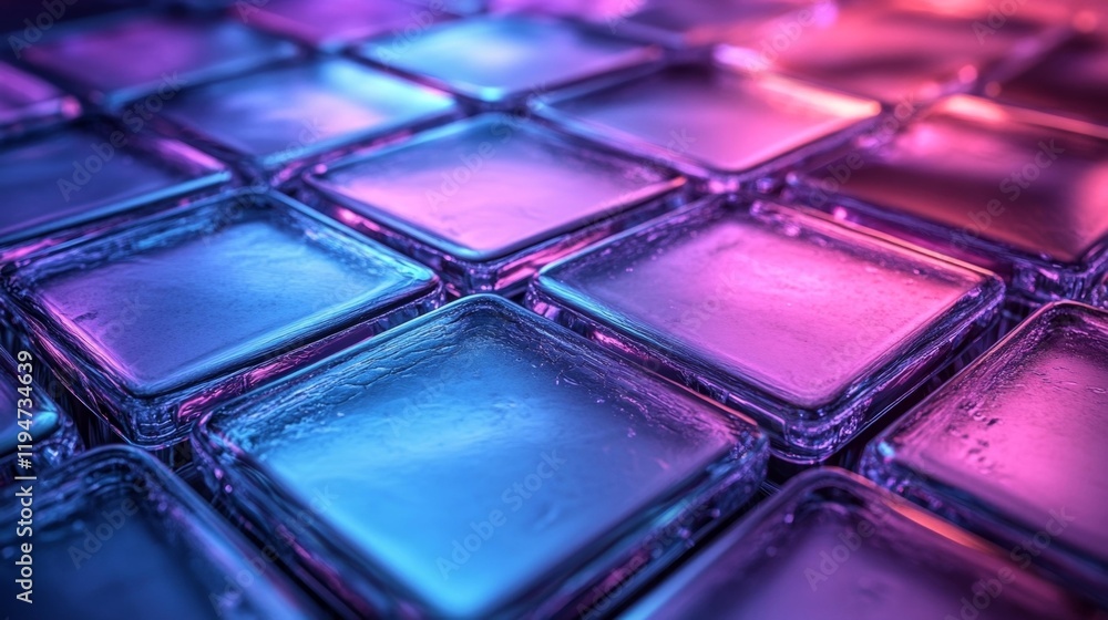 Futuristic Glass Tiles with Neon Glow. Generative AI Futuristic Glass Tiles with Neon Glow. Generative AI