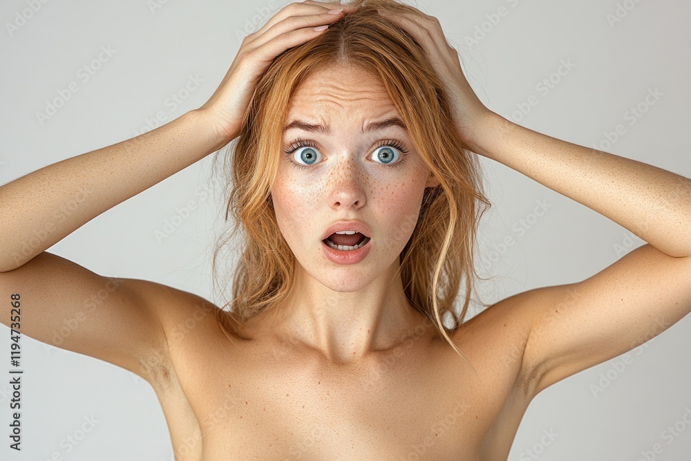 Fototapeta premium A woman with a surprised and curious look on her face