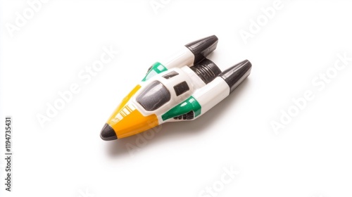 Toy Spaceship on White Background. Generative AI photo