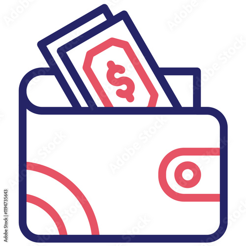 Money in Wallet vector icon illustration of Business & Economy iconset.