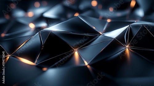 Futuristic Metallic Geometric Design with Glow. Generative AI