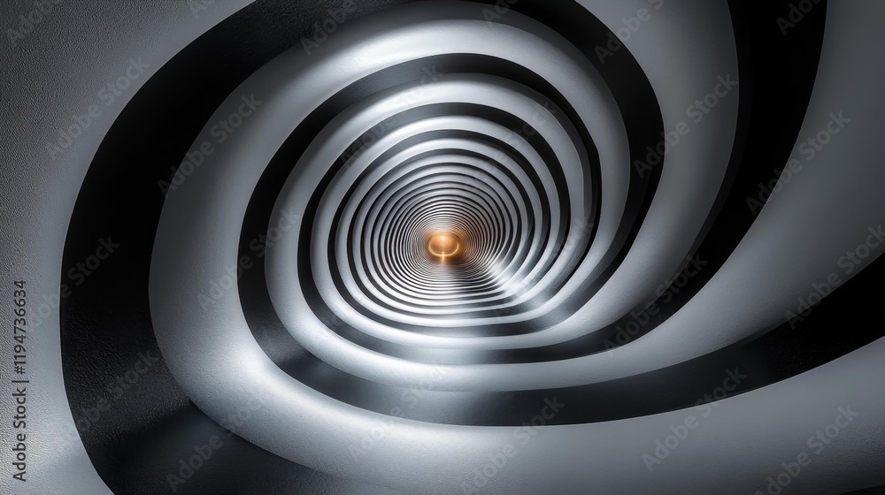 Fototapeta premium Abstract Swirling Black-and-White Tunnel. Generative AI