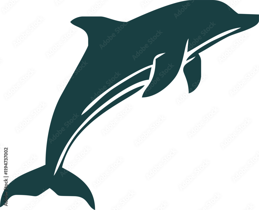 Fototapeta premium dolphin Silhouette vector art Illustration with white background