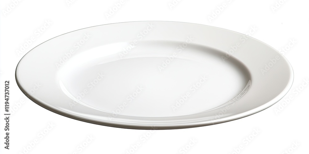 Elegant blank white dinner plate positioned centrally on a bright white background, embodying minimalist cookware aesthetics for culinary presentations. Elegant blank white dinner plate positioned centrally on a bright white background, embodying minimalist cookware aesthetics for culinary presentations.