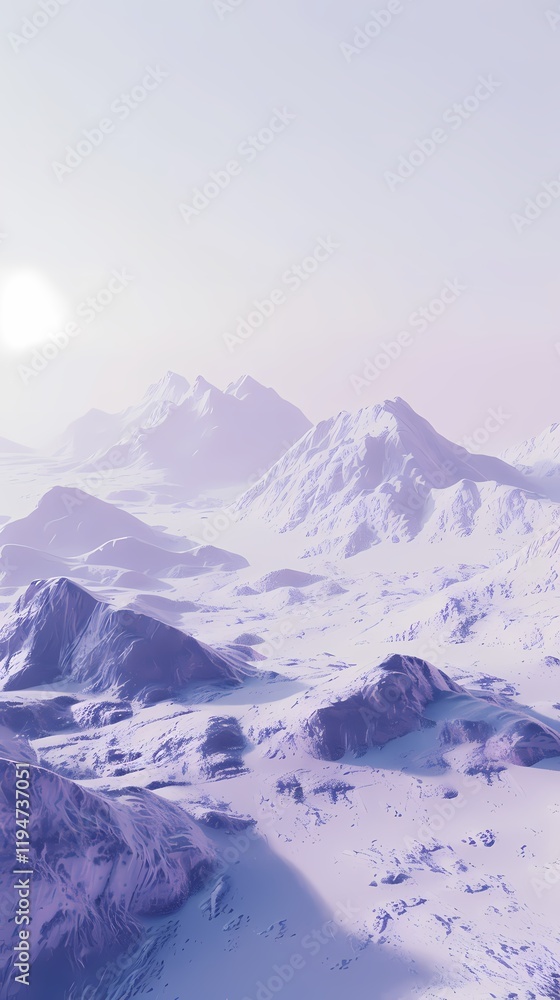 Fototapeta premium digital technology purple cyan mountain scenery poster background