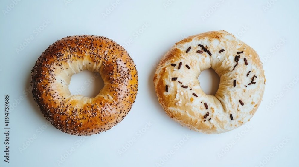 A single bagel with colorful sprinkles on top, perfect for breakfast or snack A single bagel with colorful sprinkles on top, perfect for breakfast or snack