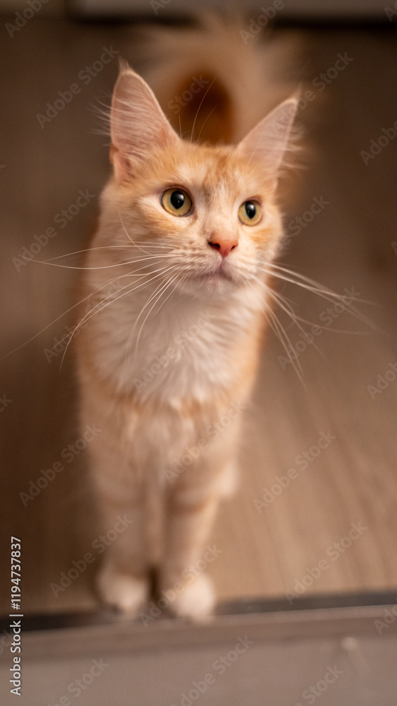 Fototapeta premium Portrait of a red maincoon cat