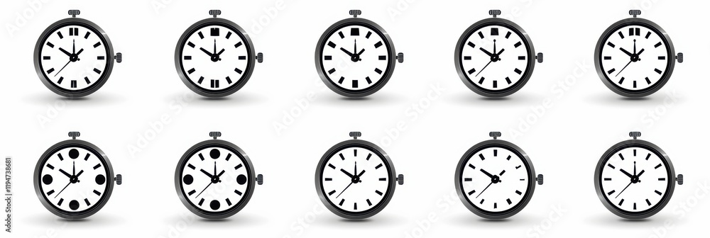 Stunning Timer Icons on a Crisp White Background: Stopwatch Symbol and Countdown Timer in Vector Illustration Stunning Timer Icons on a Crisp White Background: Stopwatch Symbol and Countdown Timer in Vector Illustration