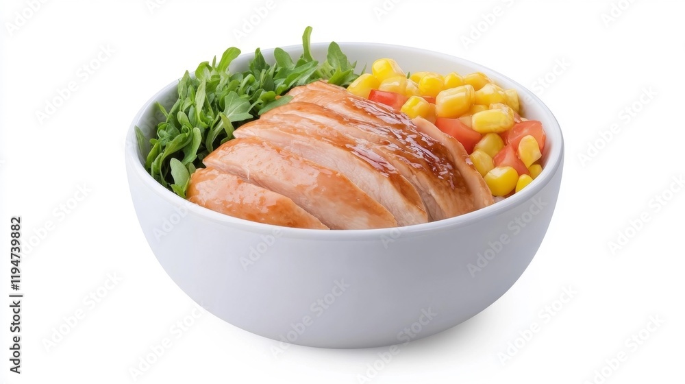 Delicious Chicken Rice Bowl with Fresh Ingredients. Generative AI Delicious Chicken Rice Bowl with Fresh Ingredients. Generative AI