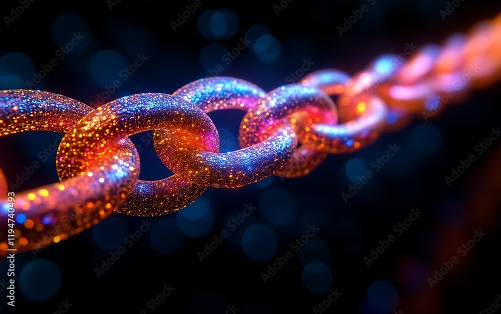 Glittering chain links close-up. Glittering chain links close-up.