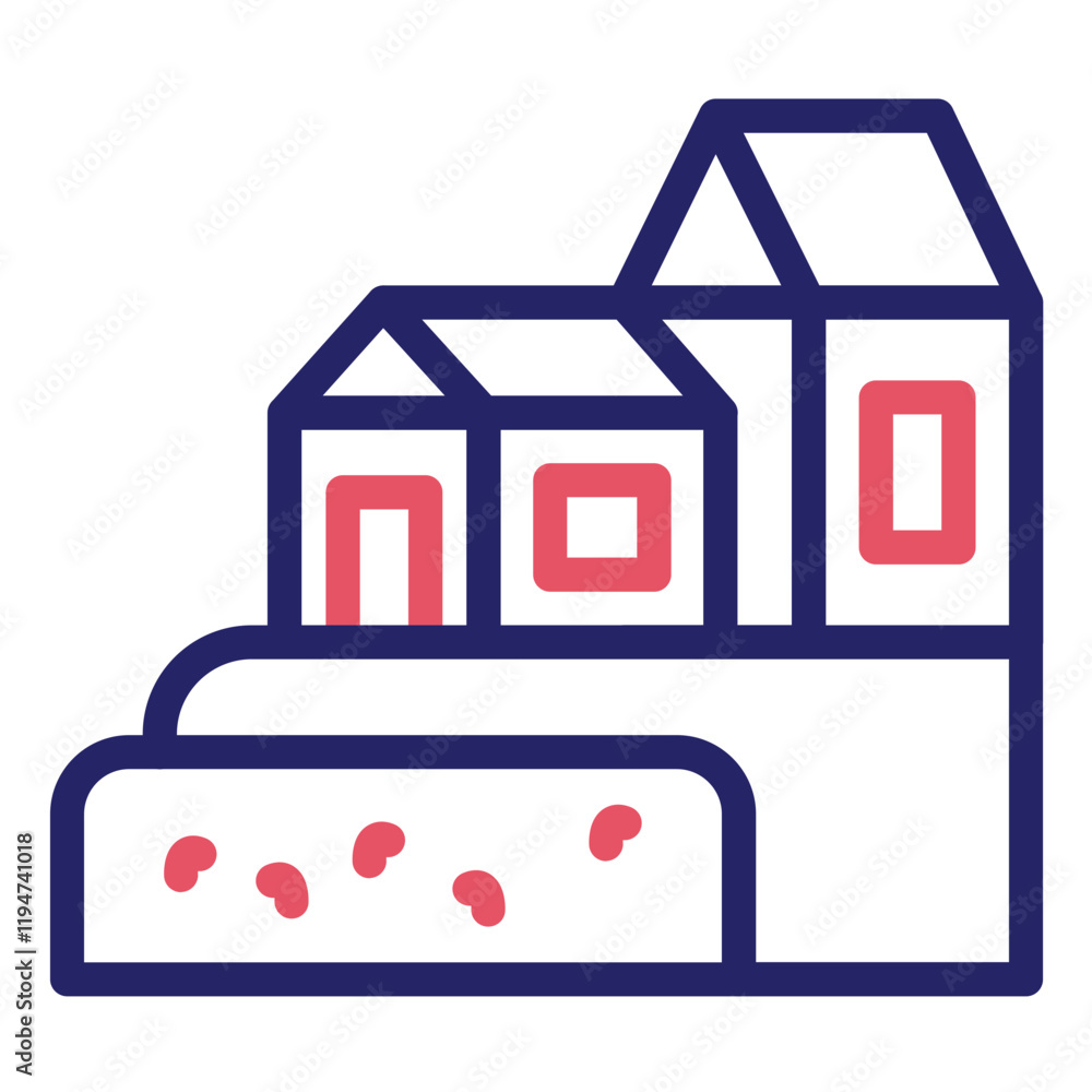 Fototapeta premium Coastal Village vector icon illustration of Coastline iconset.