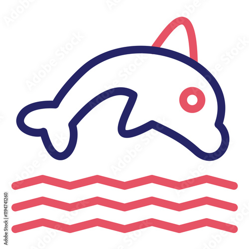 Dolphin vector icon illustration of Coastline iconset.