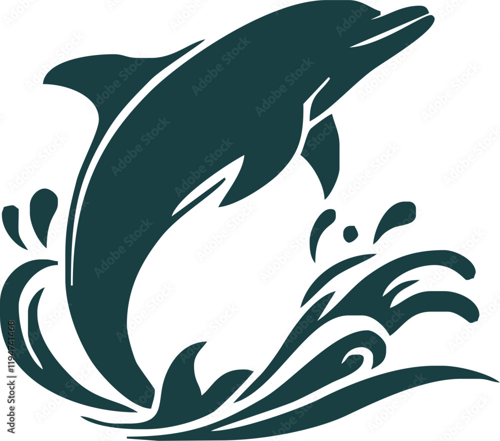 Naklejka premium dolphin Silhouette vector art Illustration with white background