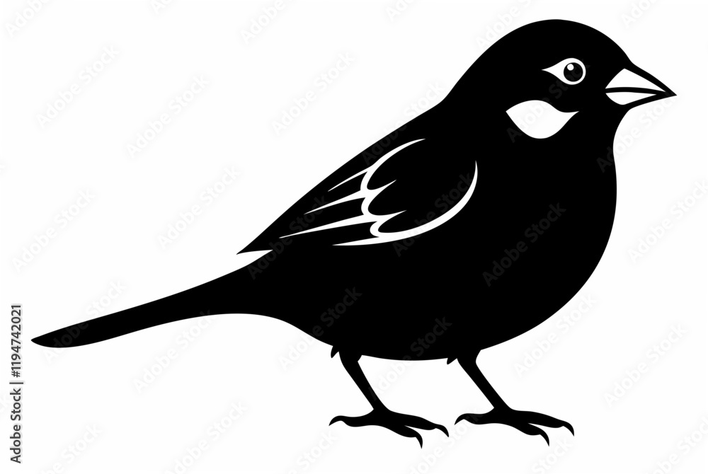 Obraz premium Common Sparrow bird silhouette black vector art illustration.