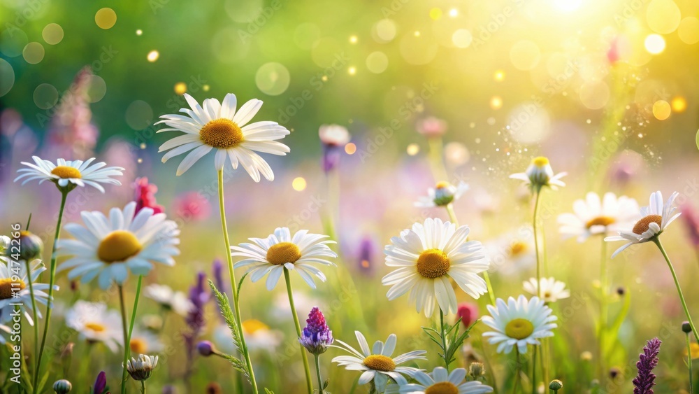 Radiant Daisies in a Sunlit Meadow, a Vibrant Display of Springtime Blooms Radiant Daisies in a Sunlit Meadow, a Vibrant Display of Springtime Blooms