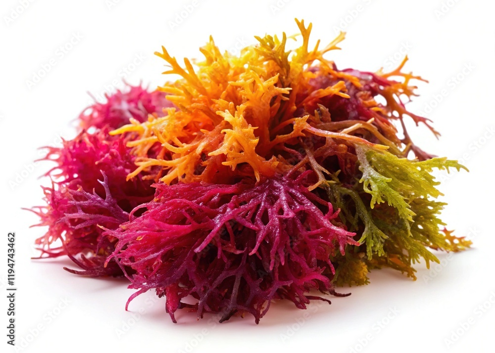 Fototapeta premium Macro Photo of Raw Organic Irish Sea Moss (Chondrus Crispus) on White