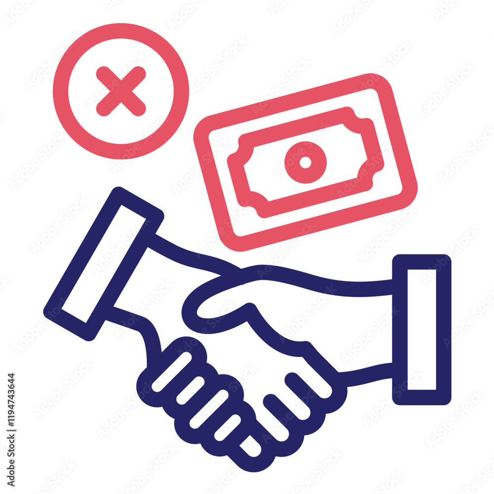 Unethical Handshake vector icon illustration of Corruption iconset. Unethical Handshake vector icon illustration of Corruption iconset.