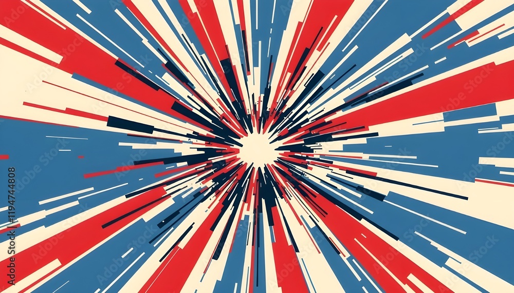 Fototapeta premium Abstract Blast Excitement Explosion Lightning Bolt Patriotic Background
