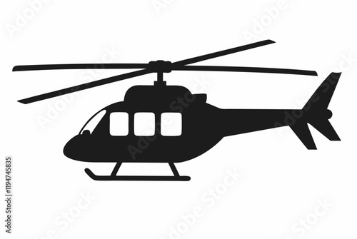 Helicopter silhouette black vector art illustration.