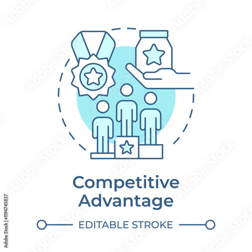 Competitive advantage soft blue concept icon. Produce better goods and services. Business marketing strategy. Round shape line illustration. Abstract idea. Graphic design. Easy to use in article
