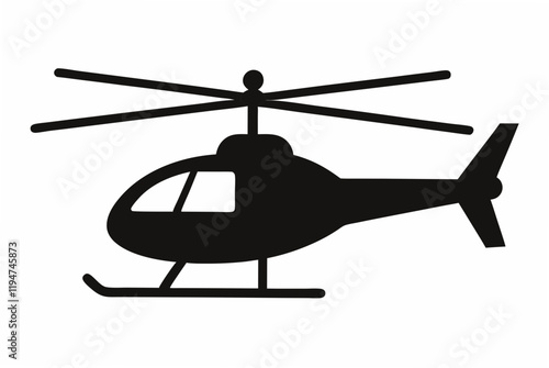 Helicopter silhouette black vector art illustration.