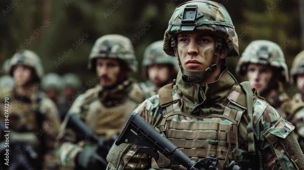 Video with soldiers in camouflage and with weapons. Suitable for military news, documentaries about the army, educational materials on military training.
Video with soldiers in camouflage and with weapons. Suitable for military news, documentaries about the army, educational materials on military training.
