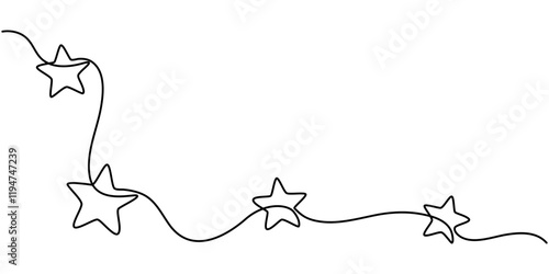 hand draw doodle stars illustration in continuous line arts style vector, Star continuous one line drawing vector illustration, Premium vector, Hand drawn doodle star in continuous line art style. 