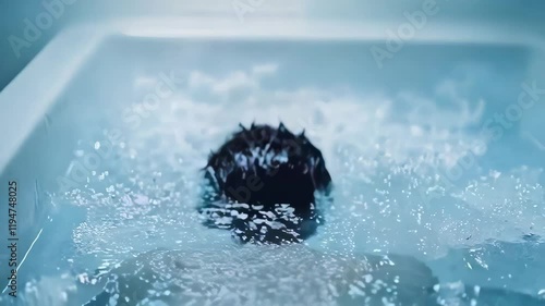 A person preparing to enter an ice bath, demonstrating the use of recovery techniques.