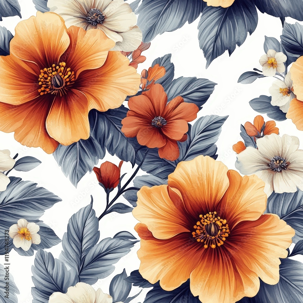 Vibrant Floral Seamless Pattern Featuring Peonies and Leaves for Elegant Design and Decoration Vibrant Floral Seamless Pattern Featuring Peonies and Leaves for Elegant Design and Decoration