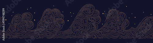 High sea waves, line repeat pattern Abstract board