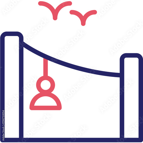 Zip Line vector icon illustration of Outdoor Fun iconset.