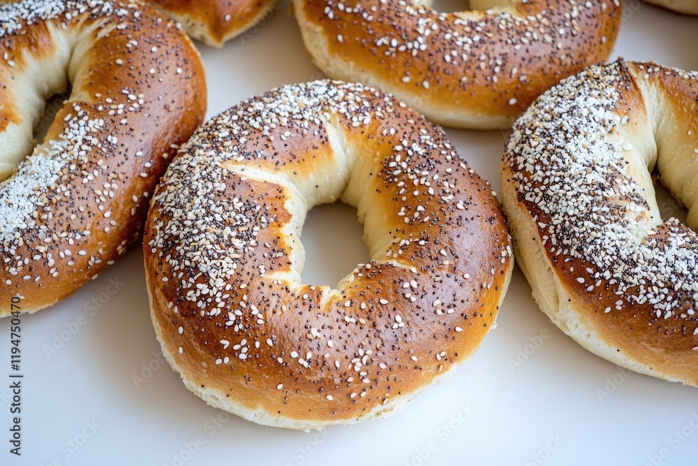 A plate filled with colorful bagels covered in sprinkles, perfect for a party or celebration A plate filled with colorful bagels covered in sprinkles, perfect for a party or celebration