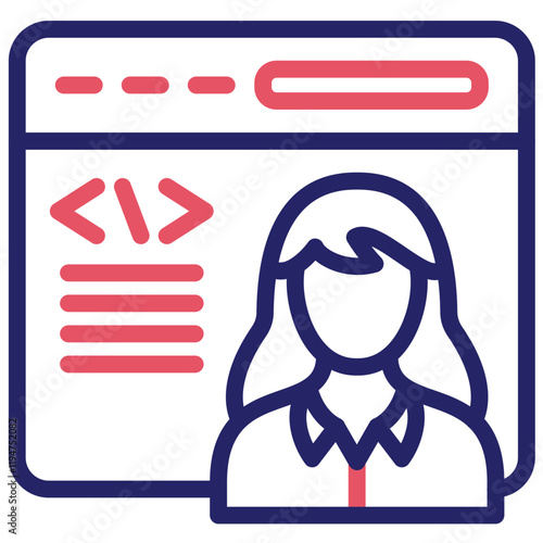 Citizen Developer Female vector icon illustration of No Code iconset.