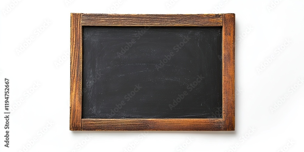 Small blackboard with a wooden frame isolated on a white background, matte black surface, positioned centrally, emphasizing simplicity and elegance. Small blackboard with a wooden frame isolated on a white background, matte black surface, positioned centrally, emphasizing simplicity and elegance.