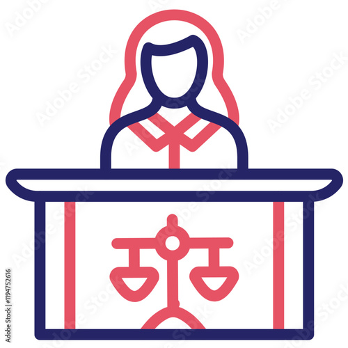 Prosecutor Female vector icon illustration of Law & Legislation iconset.