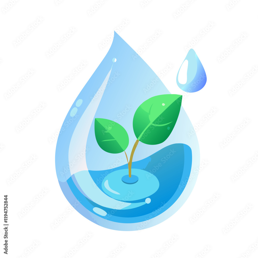Droplet with a green sprout inside Droplet with a green sprout inside